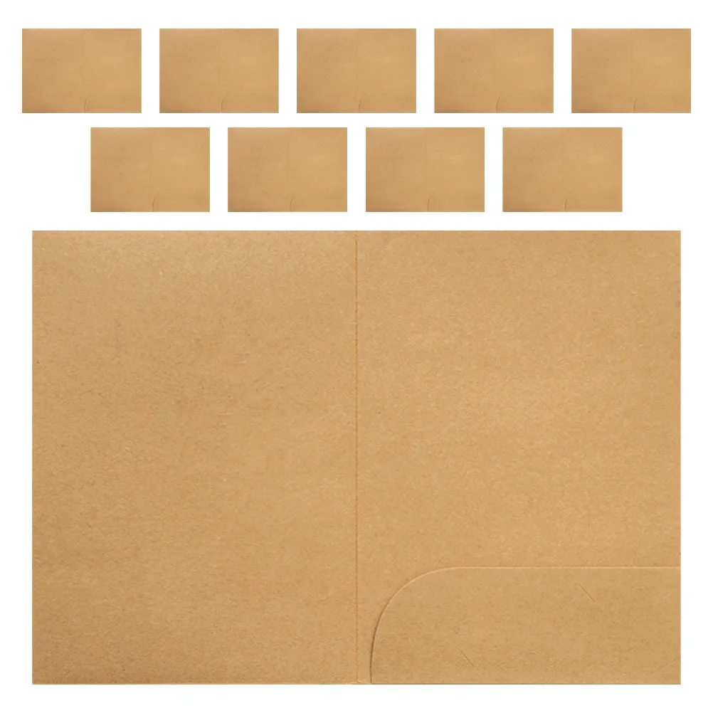 

10Pcs Kraft Paper Folders A4 Bifold Presentation File Organizer Single Pocket Minimalist Stylish Design