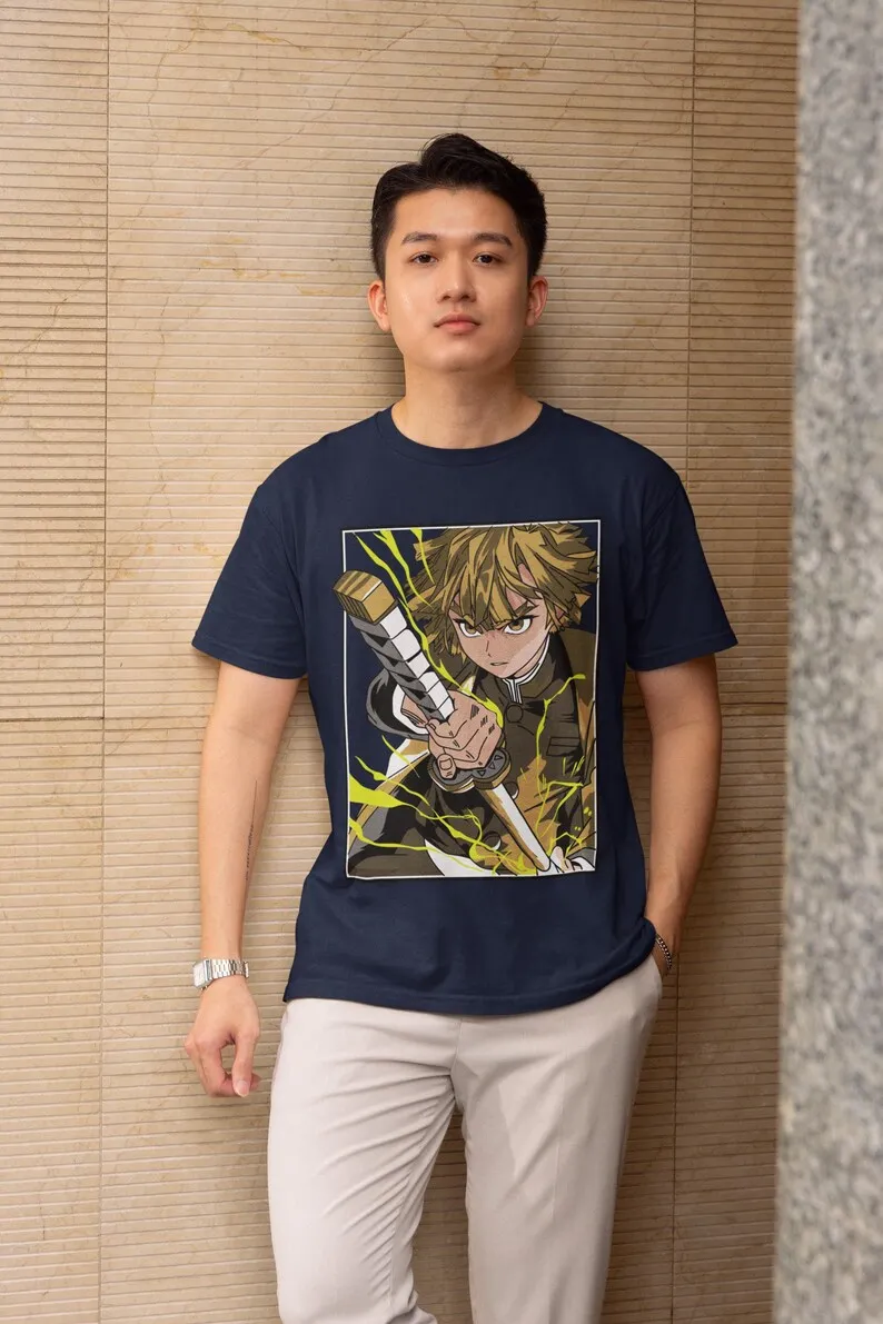 Lightning Samurai Unisex T-shirt - Japanese Anime Art, Feudal Japan Era Design, Traditional Manga Style, Thunder Aesthet