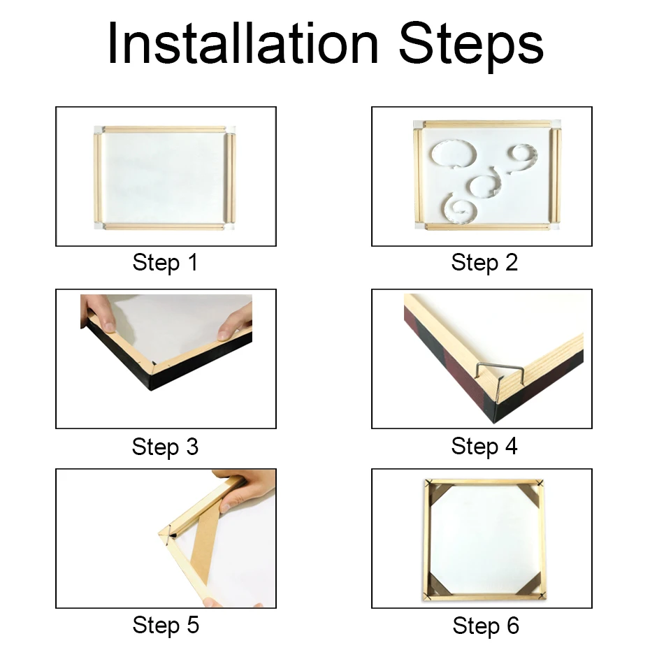 لوحة زيتية فنية زخرفية إطار داخلي للرسم الزيتي الرقمي طقم تجميع DIY إطار خشبي مع إطار داخلي قابل للفصل #3