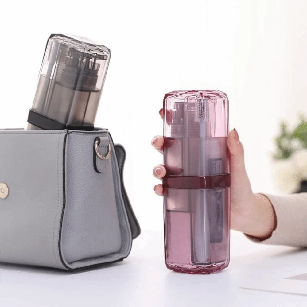 

6 in 1 Travel Toothbrush Cup Separated Design Space-saving Toothpaste Toothbrush Organizer Plastic Fall-resistant