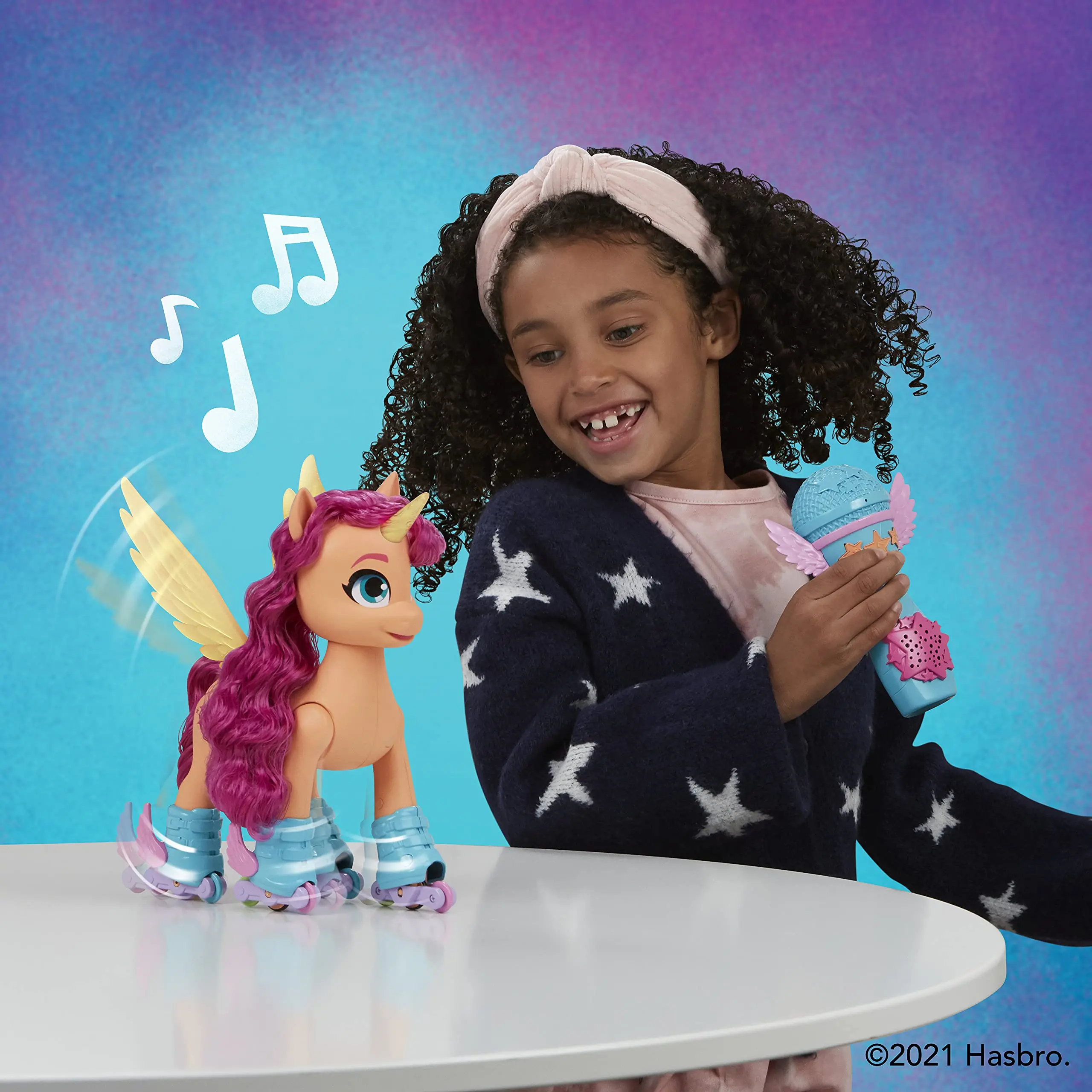 My Little Pony-set de juegos de nueva generación para niñas, juguetes de casa de juegos con micrófono, cantar, Skate, Sunny, Starscout, regalos de cumpleaños