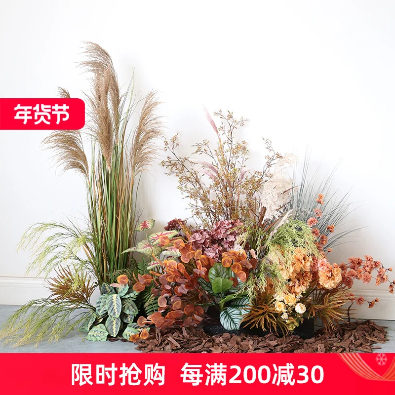 Autumn plant grass dry reed landscaping simulation plant landscaping window floral display cabinet fake flowers and plants bioni