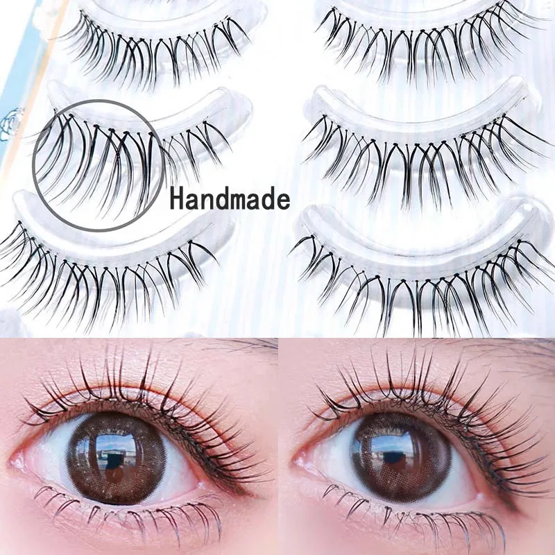 False Eyelashes Transparent Thin Stem Korean Eyelashes Naturally Cross Eye Lashes Beginner Makeup Tools Reusable Handmade Lashes