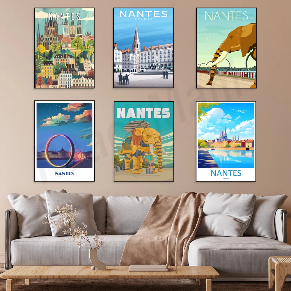 Nantes France art print, "Nantes - Island of Machines", elephants, Loire River, city vintage painting, Nantes travel poster - Image 3