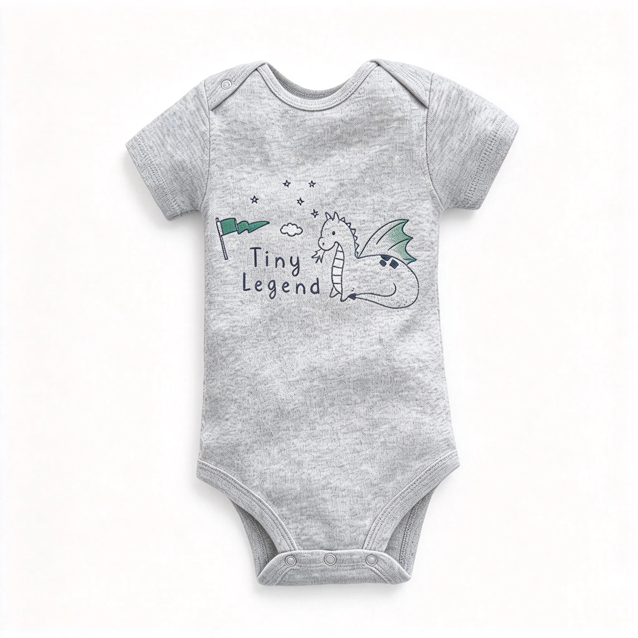 Infant Short Sleeve Cotton Bodysuit Cartoon Dragon Print Baby Romper Snap Crotch Newborn Onesie for 3M-24M Kids Daily Outfit
