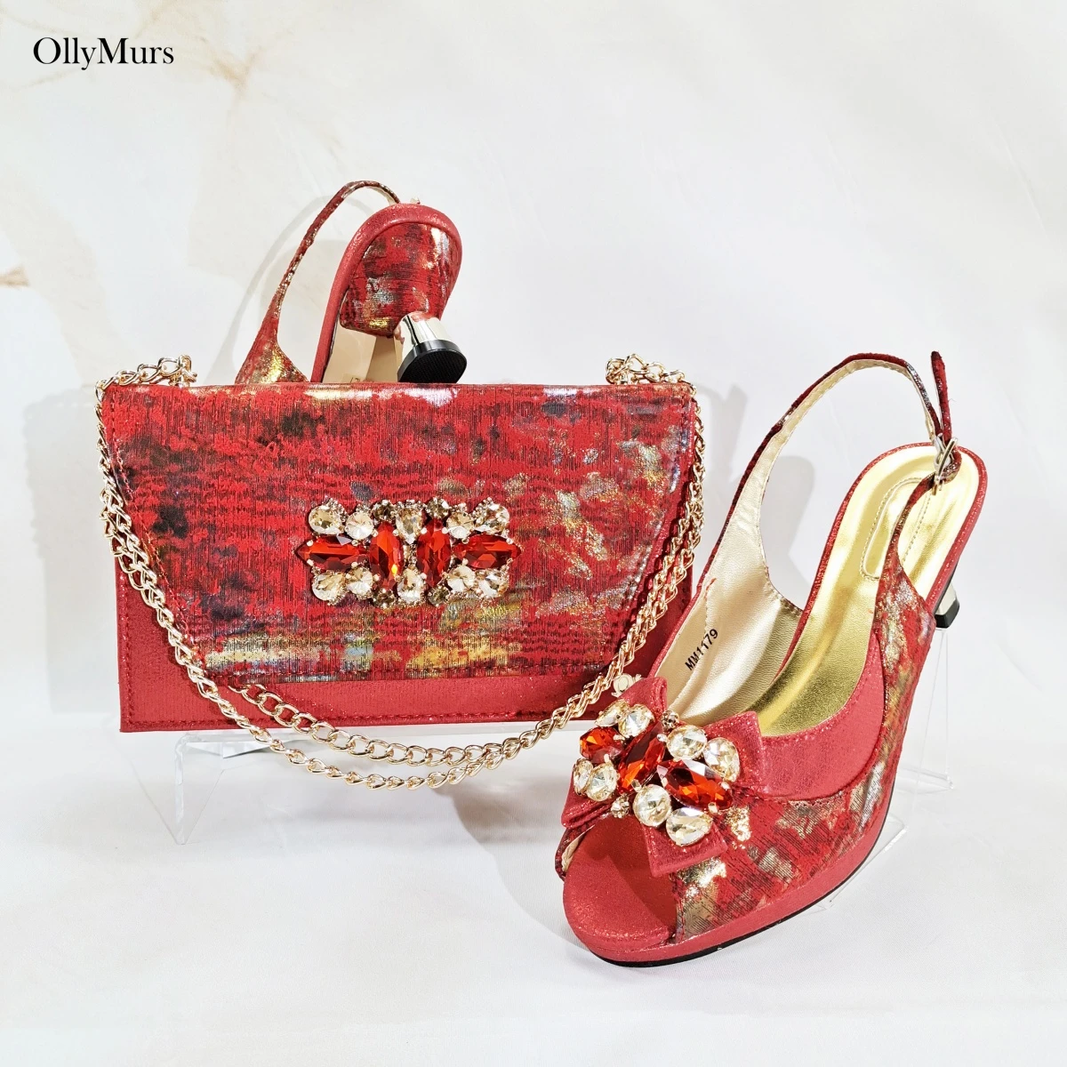 

African Style Pumps Rhinestone Slipper Shoes And Bag To Match Set Summer Fashion High Heels Shoes And Bag Set For Party