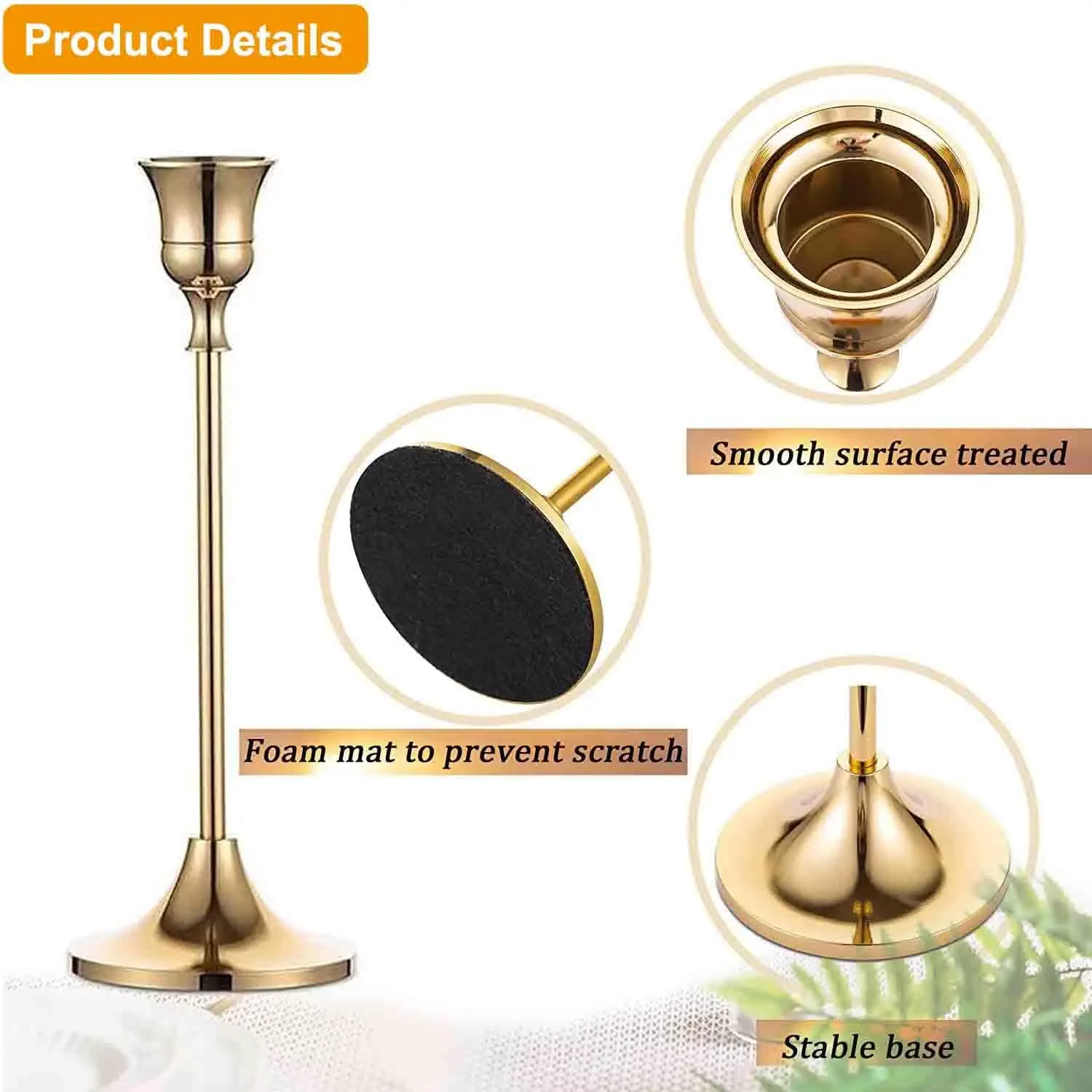 Set of 3 Vintage Elegant Metal and Aluminum Tabletop Candle Holders, Suitable for Wedding Anniversary, Home and Hotel Decoration
