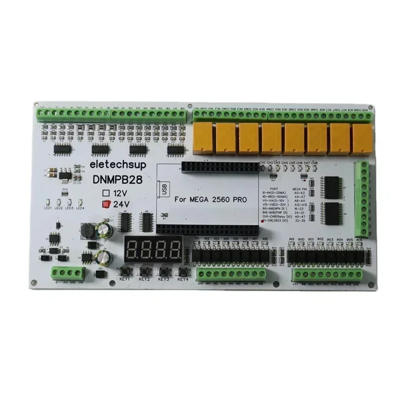 

16AI-16DI-16DO 4-20MA 0-10V Current Voltage Dry Wet Contact MOS RS485 Relay 12V 24V MEGA2560 Pro Simple PLC IO Board