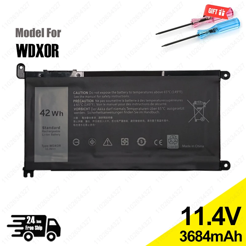 

WDX0R 42WH For DELL WDXOR Battery For DELL Latitude 3180 3189 3390 Vostro 14 5468 15 5568 Inspiron 13 5379 17 5767 5770 Laptop