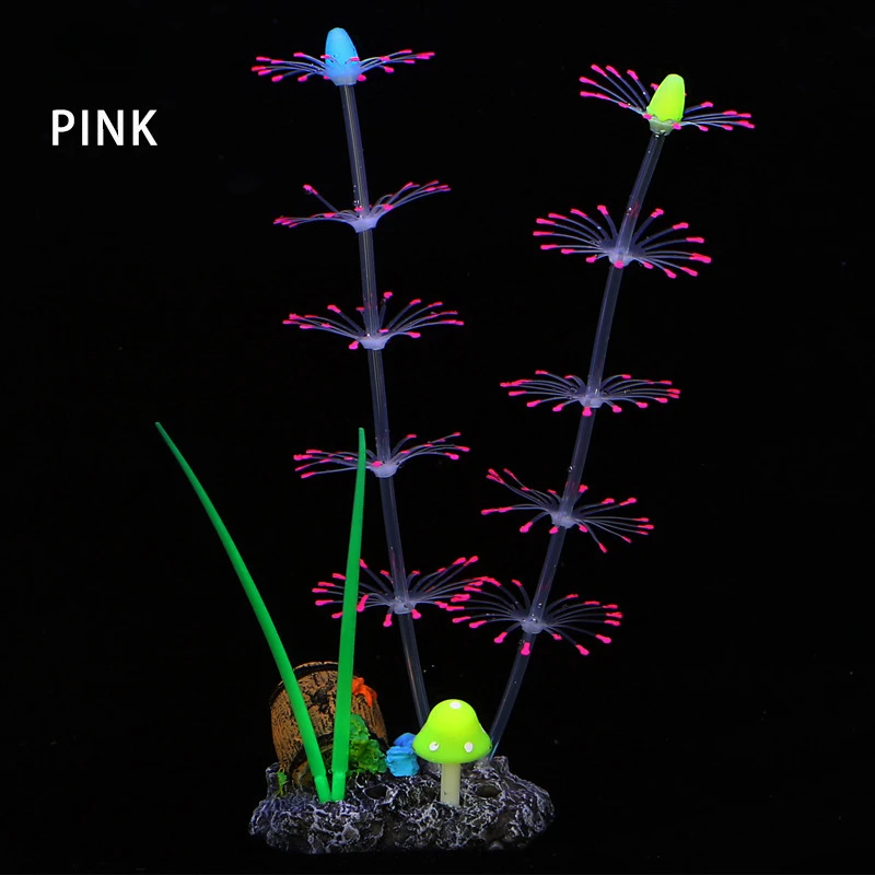 Simulation Aquatic Plants Fluorescent Silicone Water Grass Fish Tank Landscape Aquarium Decoration Coral Landscaping Home Decor