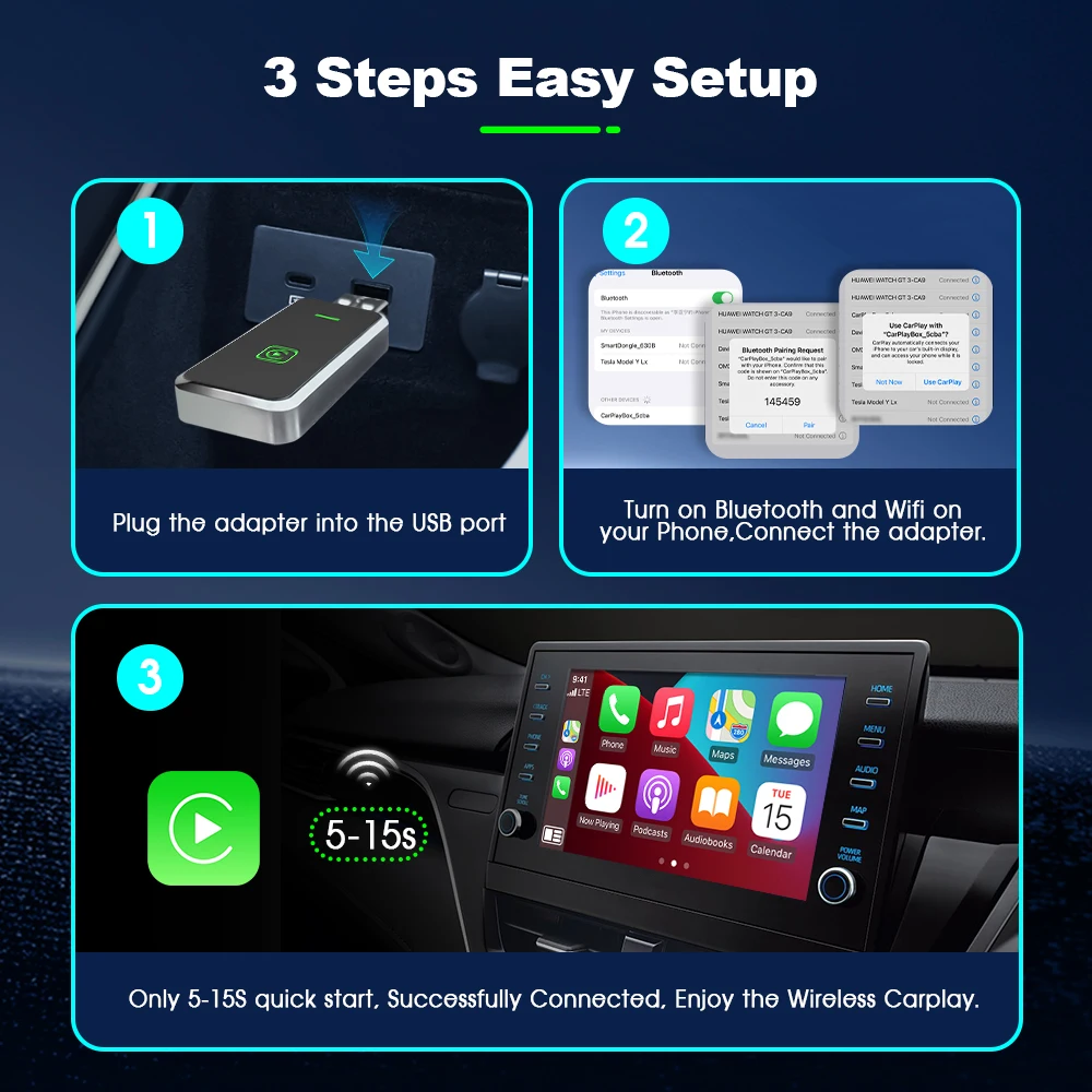 2024 سلكي إلى توصيل CarPlay اللاسلكي والتشغيل دونغل ذكي بلوتوث واي فاي لـ MG GT MG5 RX5 GS ZP ZS Hector HS ZS EV eHS MG3