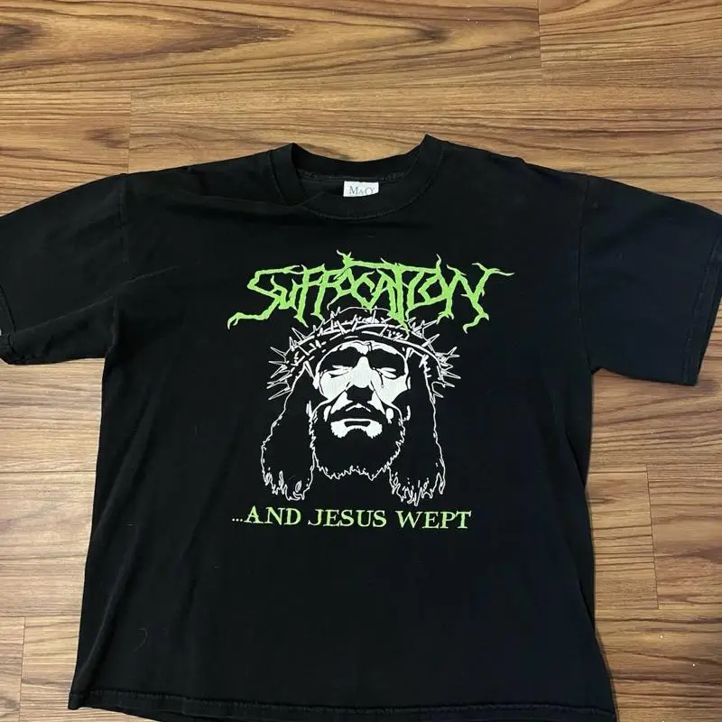 

VINTAGE Suffocation ÄúAnd Jesus Wept Äù T Shirt Size L Cannibal Corpse Deeds Offlesh