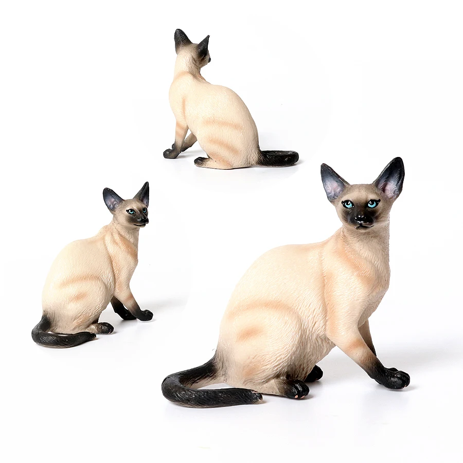 Simulazione Bella Sphynx Gatto senza peli Devon Rex Gatti siamesi Modello dipinto a mano Figurine Cake Topper Regalo di compleanno di Natale
