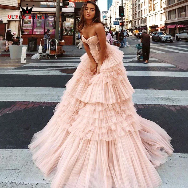 Pink Tiered Tulle Sweetheart Celebrity Dresses Exquisite A Line Sleeveless Celebrity Gown 2023   Robes de célébrités Custom MR02