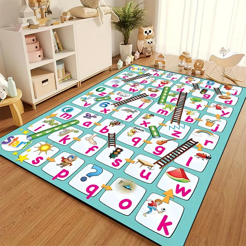 Cartoon Snake and Ladder Board Game Pattern Living Room Bedroom Carpet Bedside Bathroom Floor Mat 15 Sizes Kid\'s Room Play Mats