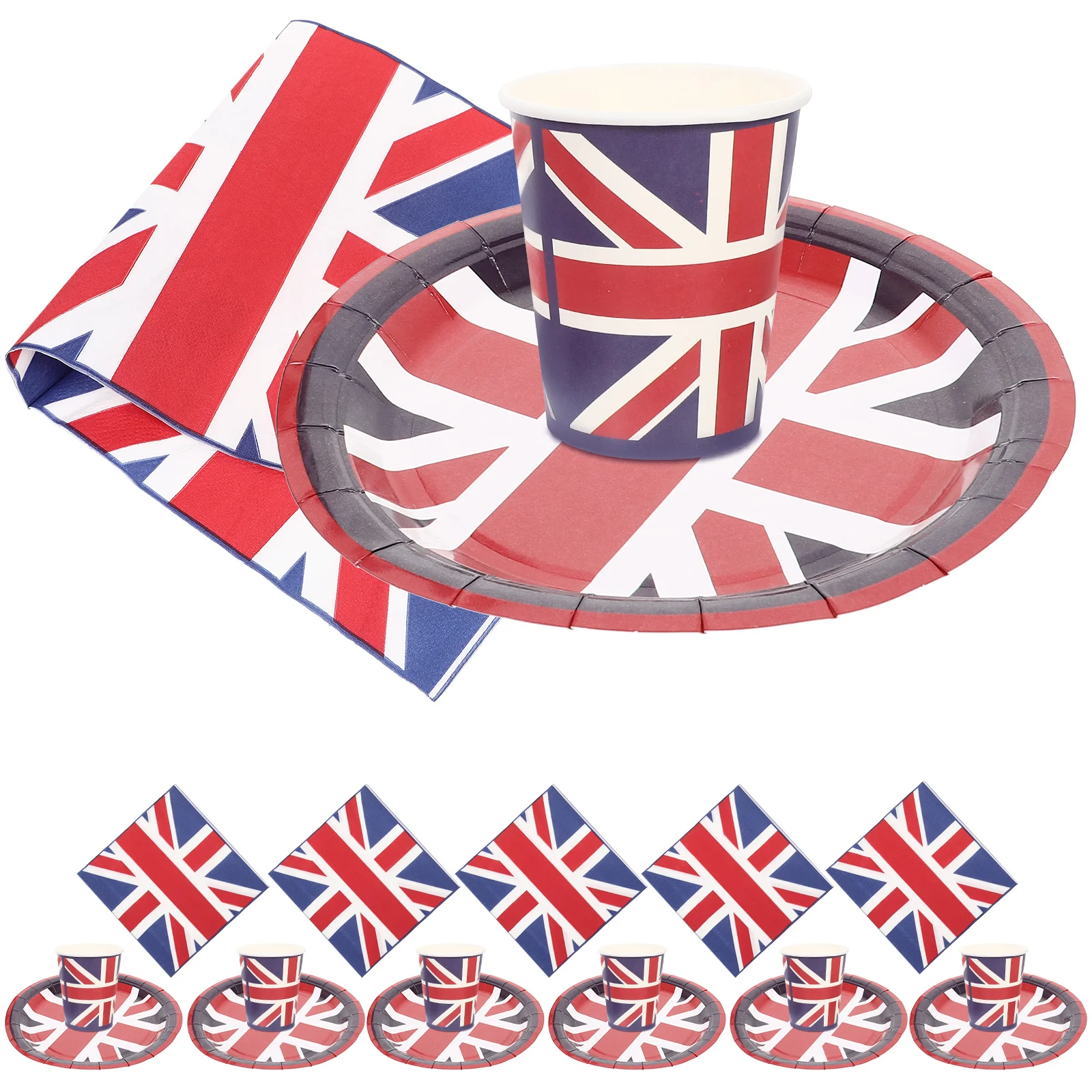 British Flag Tableware Set 24pcs Exquisite Design Disposable Paper Cups Plates Party Decorations Wedding Thanksgiving Christmas