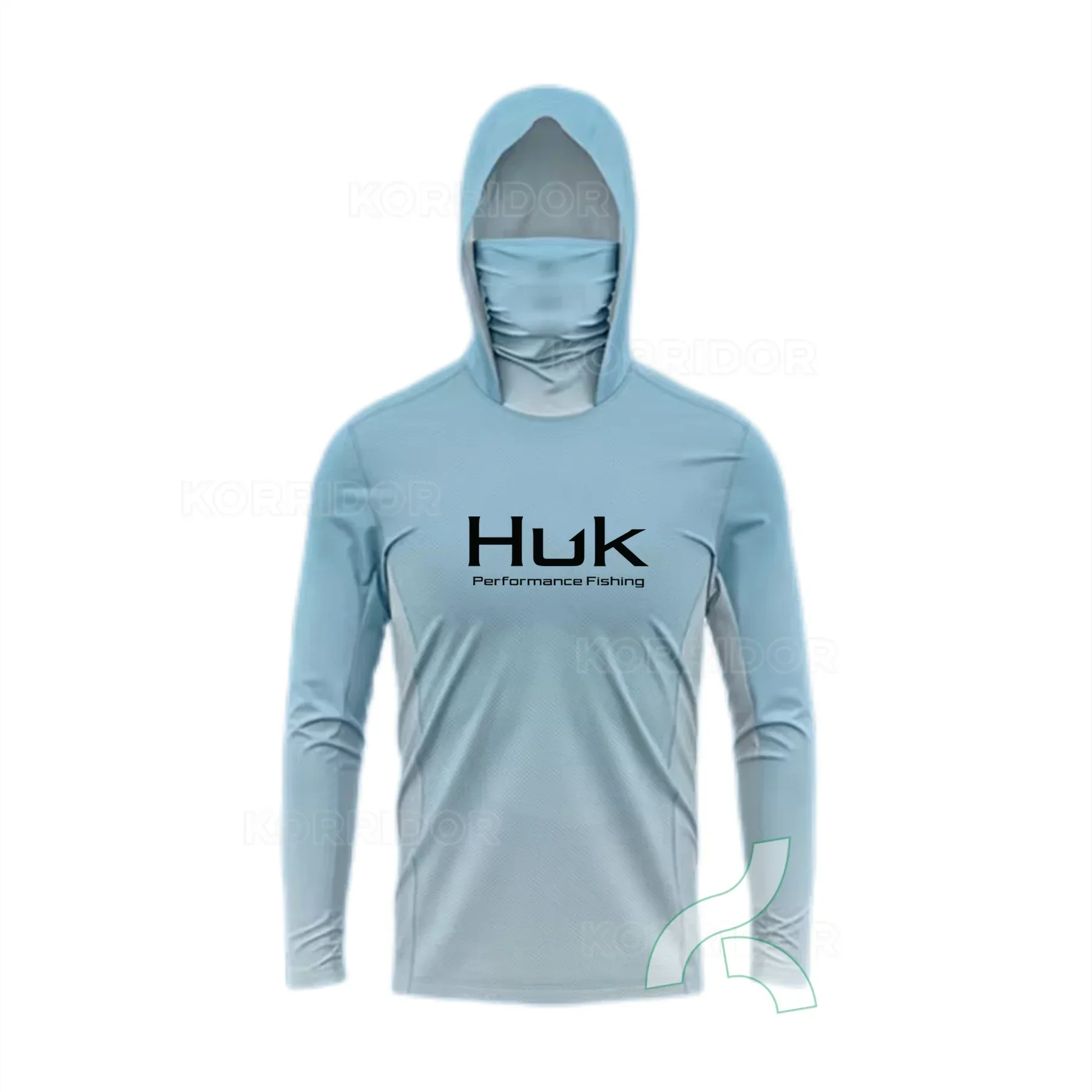 HUK Fishing Clothing Sun Protection Hooded Mask All-in-one Fishing Shirts Upf 50 Long sleeved T-shirt Fishing Apparel Breathable