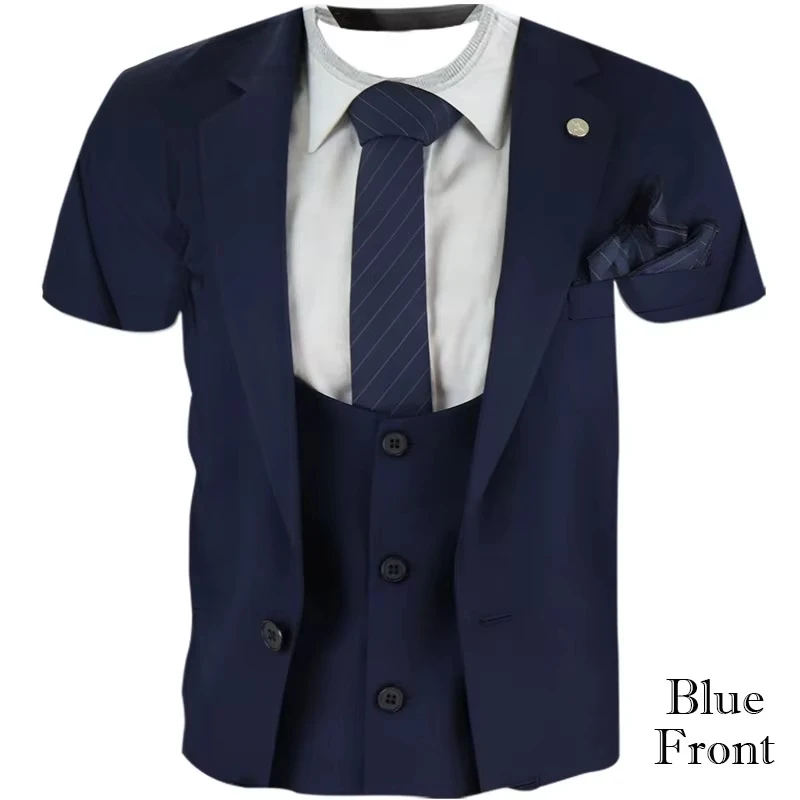 2026 Neues 3D-Druck Fake-Anzug T-Shirt für Herren, Damen und Kinder – Lustiges Blazer-, Westen- und Krawatten-Design, kurzärmeliges Grafik-T-Shirt, Party-Kostüm, lässige Oberteile – Detail 8