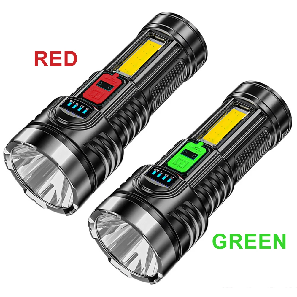Portable Flashlight Fishing USB Rechargeable COB Flashlight IPX4 Waterproof 500LM Outdoor Lighting for Hiking Climbing Emergency
