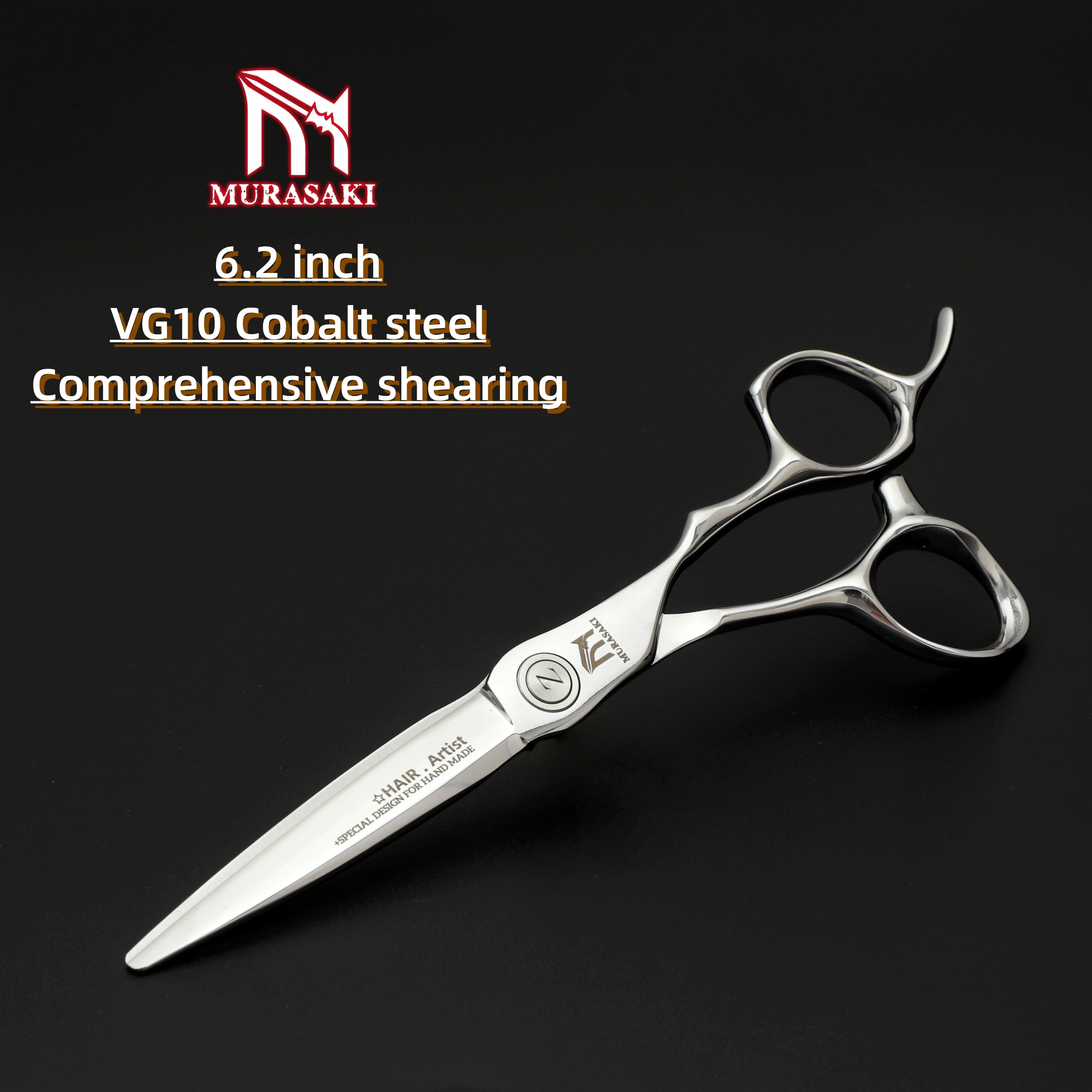 MURASAKI Professional barber scissors，6.2 inch flat shears，Grey coating hairdressing scissors，Salon High-end hair cutting tools