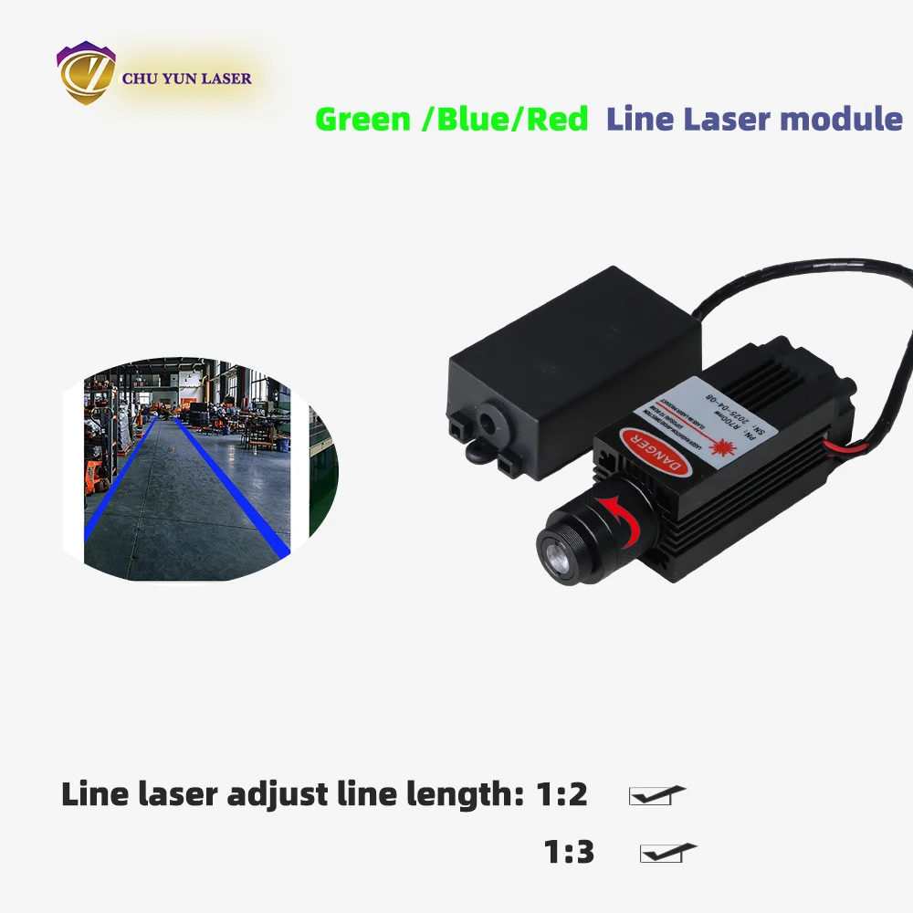 520nm 1W Green Point Line Cross Laser Module Head Glass Lens Focusable Industrial ClassDC 12v manufacturerFree Customization