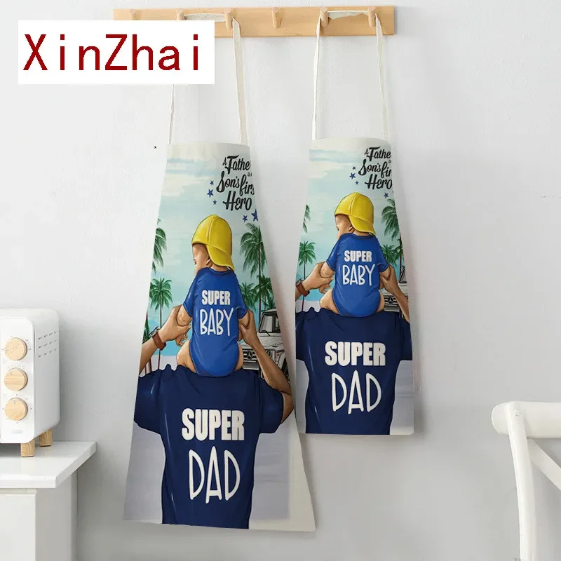 Parent-child Kitchen Apron Mother Daughter Sleeveless Happy Family Cotton Linen Aprons for Men Women Cleaning Tools фартук