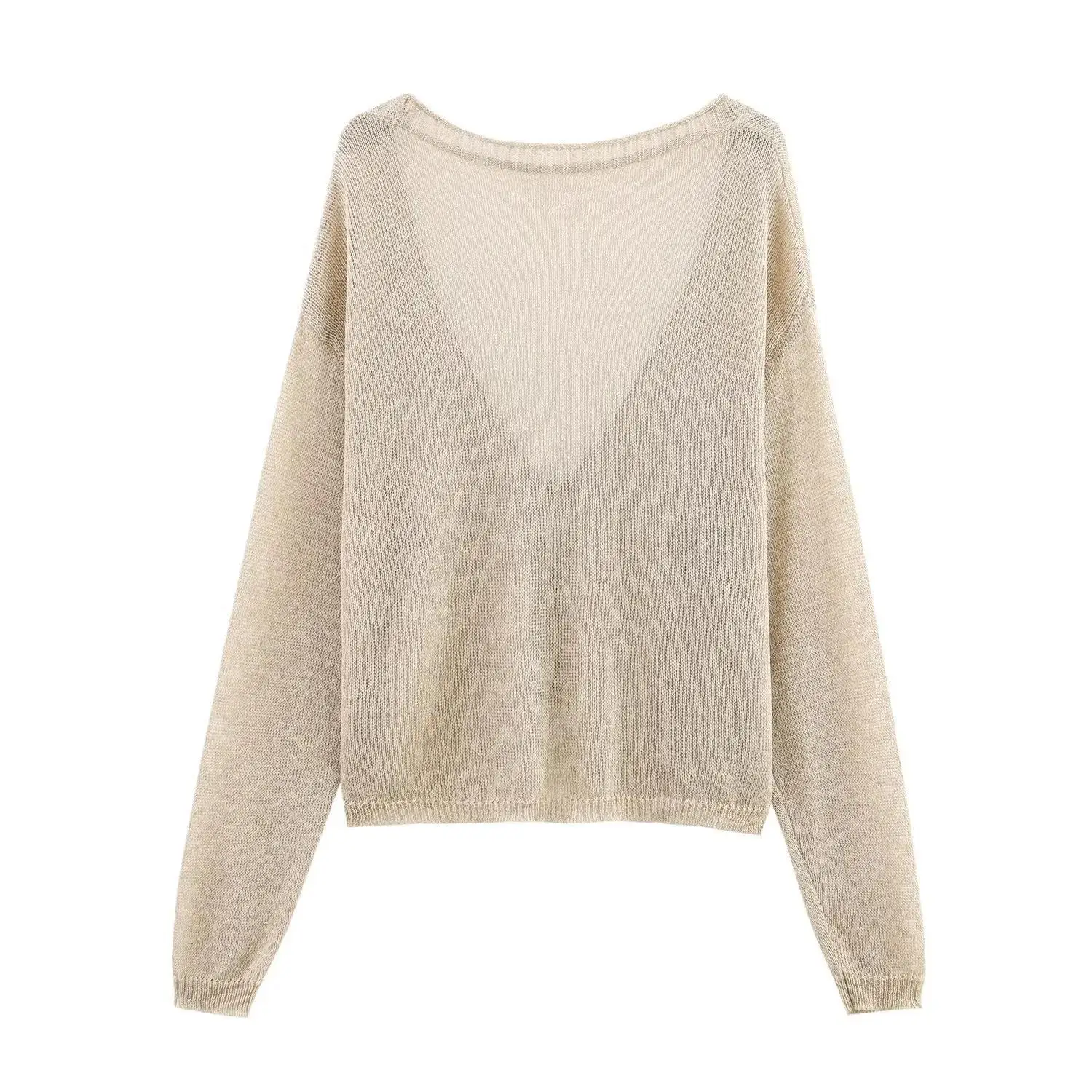 سترات نسائية فضفاضة بأزرار على شكل حرف V سترات صيفية كاكي قابلة للتنفس