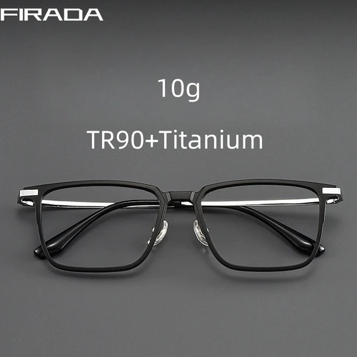 FIRADA, gafas cómodas a la moda, gafas cuadradas Retro de titanio, gafas graduadas de talla grande, montura para hombres y mujeres 93006-C