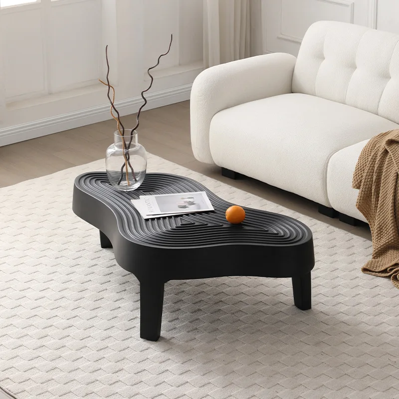 

Modern Style Durable Fiberglass Black Lacquer Coffee Table Living Room Coffee Table