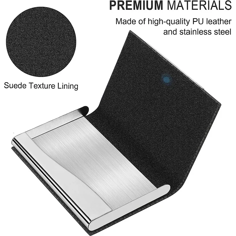 ใหม่ผู้ถือธุรกิจ PU พร้อมตะขอแม่เหล็กเคสนามบัตรสแตนเลสบัตรประชาชนบัตรเครดิตซองใส่บัตรสำหรับผู้ชายผู้หญิง