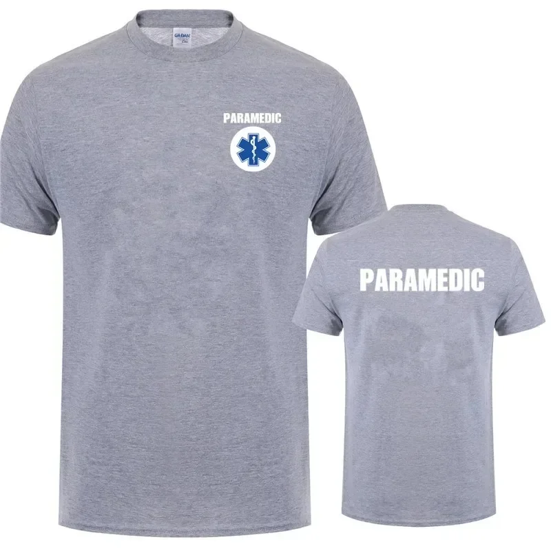 Paramedic T Shirt Summer Men Cotton Short Sleeve Emergency Medical Services T-shirts Mans Clothing Tops OT-005