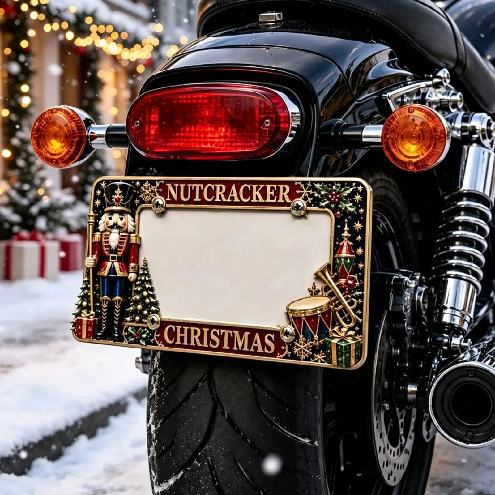 バイクプレートフレーム-メタル-クリスマス-バイクタグ-アクセサリー-バイクタグカバーホルダー-ライダー-コレクター-モディファイアー用
