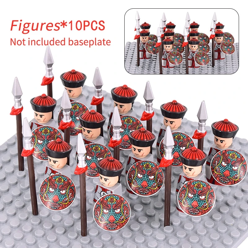 MOC Qing Dynasty Medieval Royal Guards Castle Knights Warriors Eight Banners figures Model Building Bricks Blocks Toys for kids