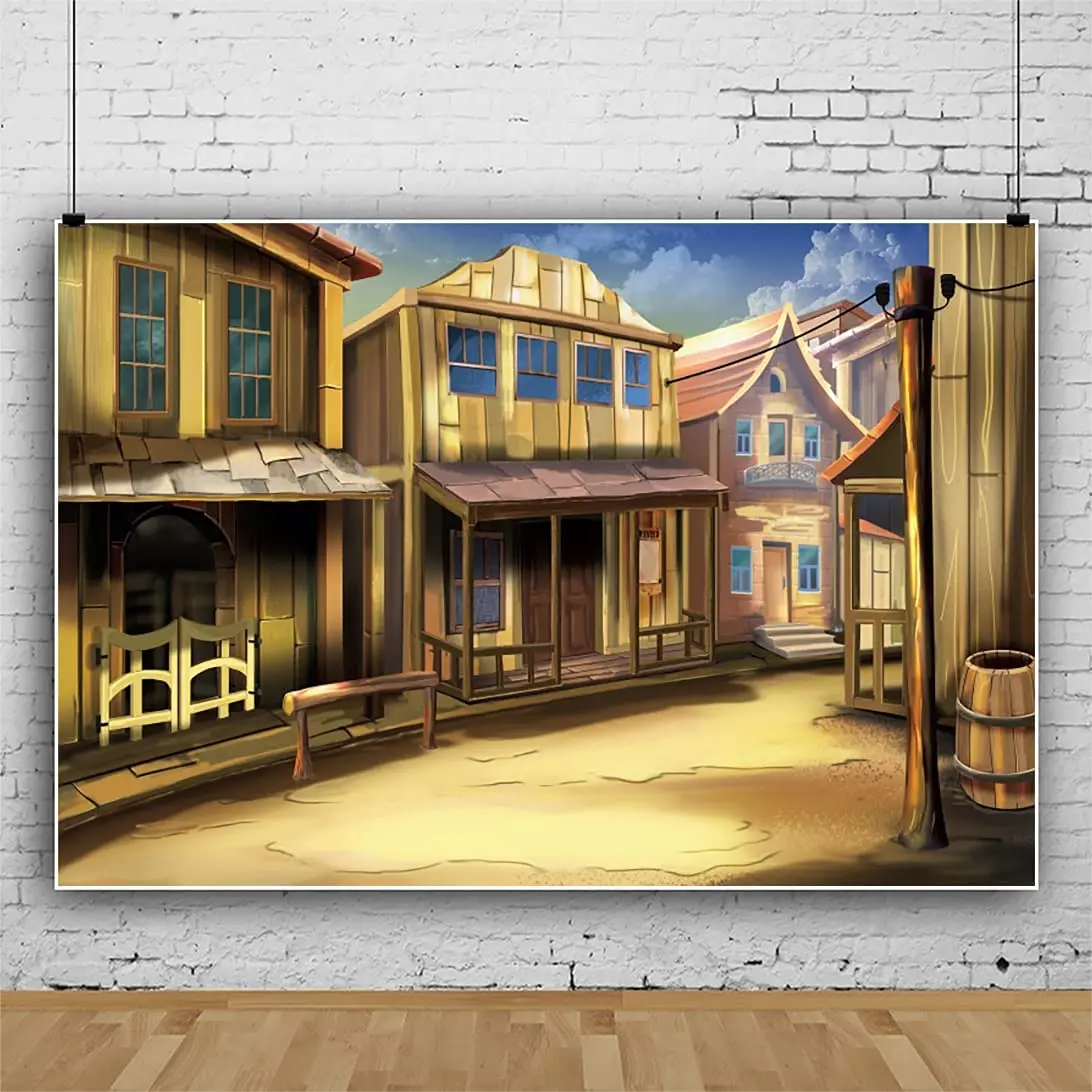 

Photography Backdrop Wild West Style Wall Hanging Background Old House Vinyl Photo Booth Studio Prop Banner Wallpaper Poster