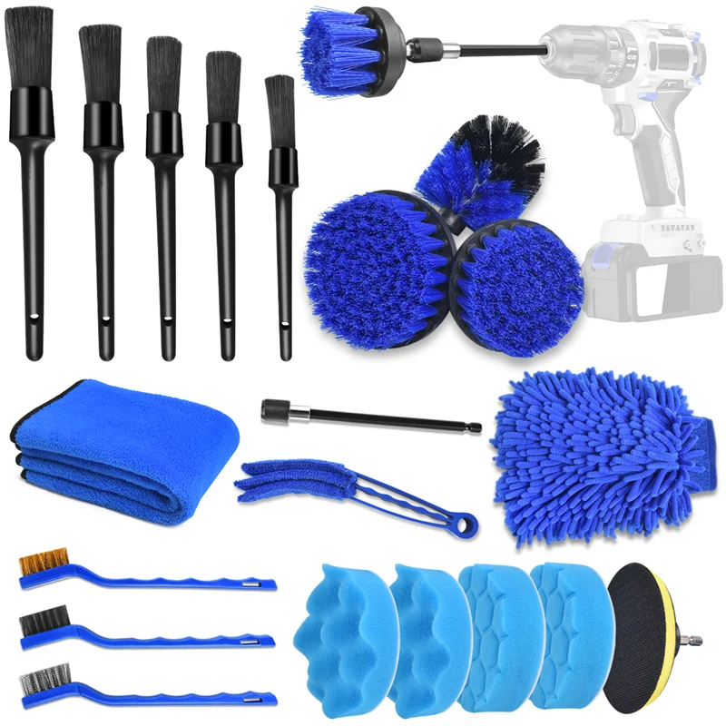 

Drill Brush Attachment Set Car Detailing Brush for Car Cleaning Dashboard Air Outlet Wheel Brush Dirt Dust Clean Car Beauty Tool