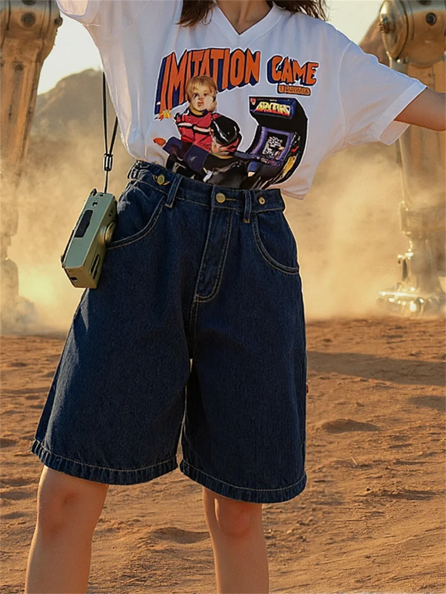 Pantaloncini da donna in tessuto denim Vinatge minuscolo giarrettiera da badminton combinazione diagramma treino corrida motociclista personalizzati