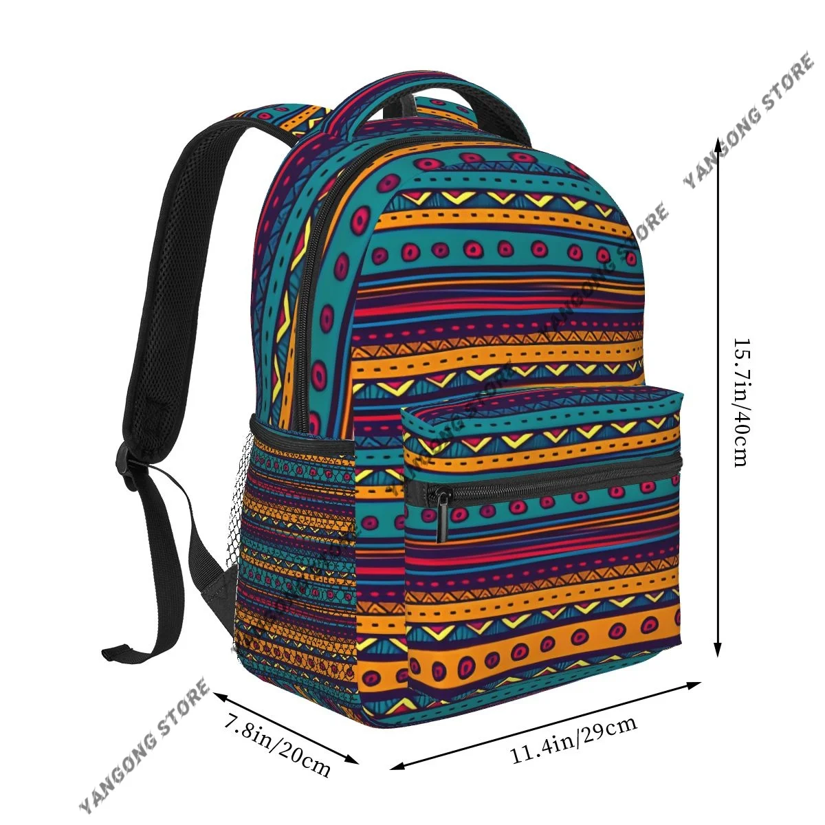 Retro Rich Mexican Color Folkloric Print Backpack School Bags Casual for Teenager Girls Shoulder Bag Travel Bags