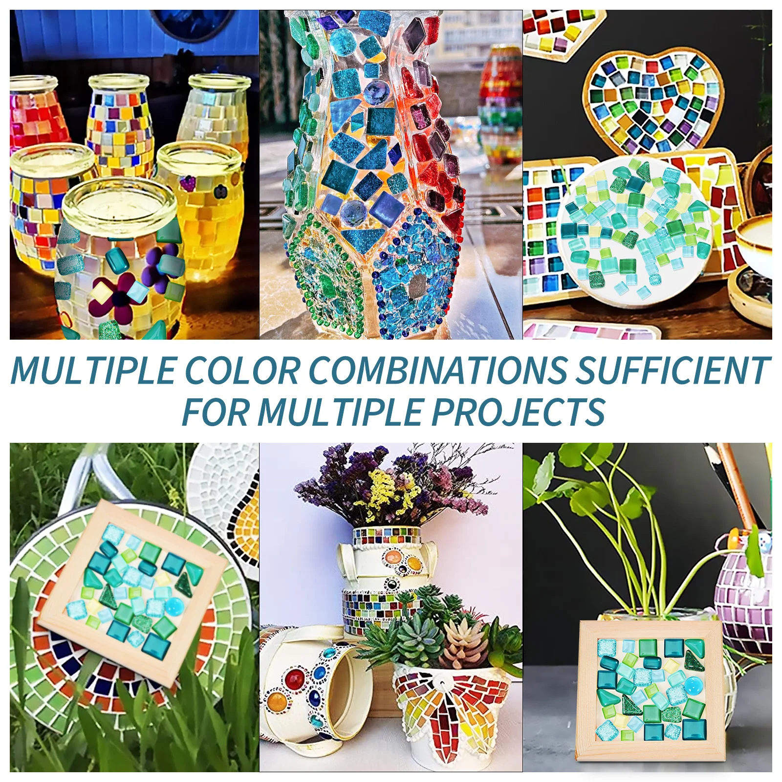 

2Packs Ceramic Mosaic Tiles DIY Glass Craft Kit for Home Decor Wall Art Projects Mixed Size Tile Pieces Tiles Kit