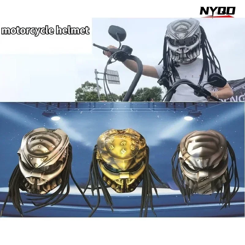 Casco de motocicleta Retro Iron Blood Warrior Predator todoterreno casco de cara completa certificado DOT ECE hombres casco personalizado Moto