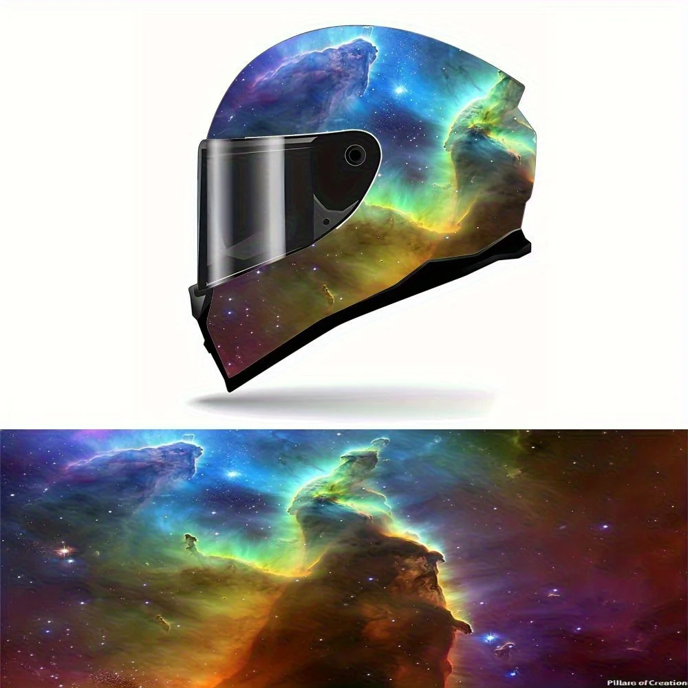 

Dream Nebula Full Face Helmet Vinyl Wrap Sticker - Durable PVC Artistic Graphic Decal，Waterproof & Scratch-resistant，Motorcycle
