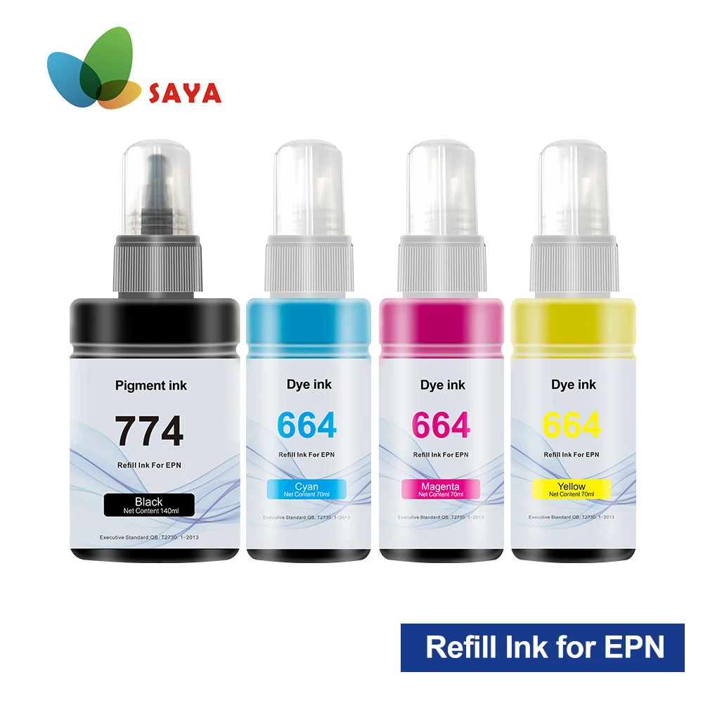 Saya Ink Refill for EPN 774 664 T774 T664 High Yield to use for ET-2650, ET-16500, ET-4500, ET-2550, ET-3600, ET-2600, ET-4550