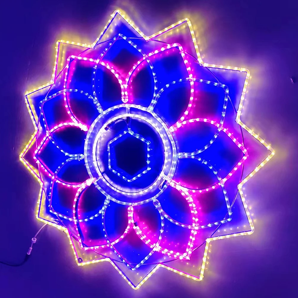 Ledemo Custom Design 3D Garden Colorful Illuminated LED Neon Signs Waves Led Tube Sign Motif Lighting
