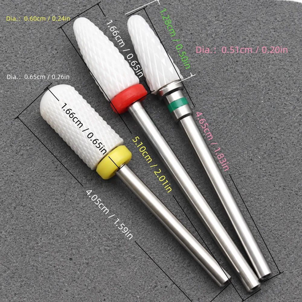 3Pcs Ceramic Nail Drill Bit Set Electric Nail File Grinding Heads for Gel Polish Removal Manicure And Pedicure Tools view 6