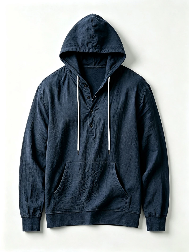 Herren Leinen-Pullover-Hemd Frühling Herbst Lässiges Kapuzen-Oberteil Locker Geschnittenes Langarm-Textilhemd Leichte Freizeitkleidung für Männer – Detail 16