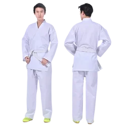 Karate Gi Uniform  Suit  Elastic Waistband For Kids Sports Training Fitness Gym Free White Belt