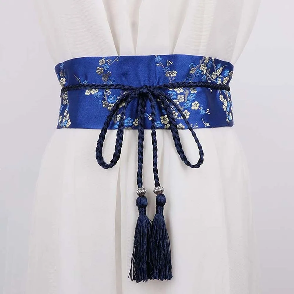 Wide Style Embroidery Corset Retro-pattern Embroidered Hanfu Waistband Tie-closure Traditional Ethnic Girdle Cosplay Wear