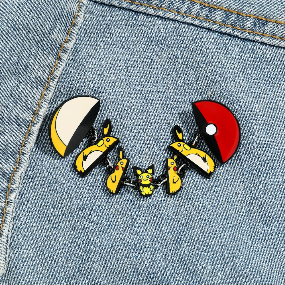 Pokemon Peripheral Products Enamel Lapel Pin Chain Collect Badge Cute Children Gift Jewelry Adorn Hat Collar Brooches