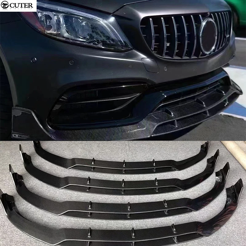 

W205 C63 Forged Carbon Fiber Car Front Bumper Lip Spoiler for Mercedes-benz W205 Car Body Kit
