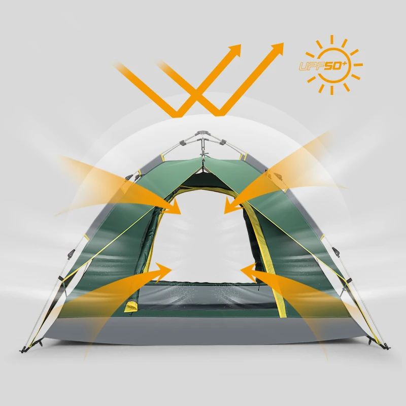 OLDEN CAMEL Outdoor Vinyl Camping Tent Portable Double Folding Automatic Tent Thickened Camping Supplies Sunscreen Rainproof