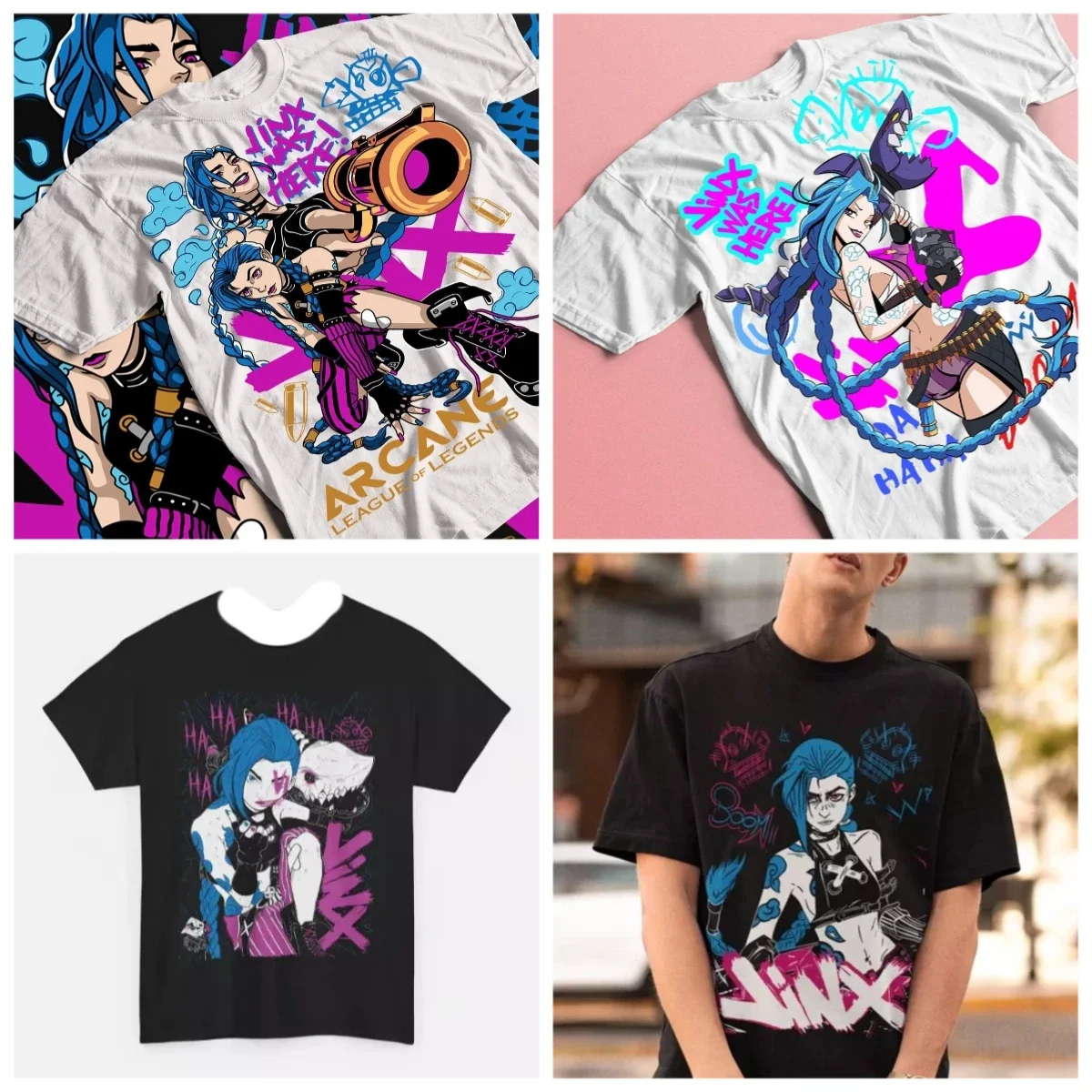 

Jinx Arcane T-Shirt Japanese Anime Cartoon Jinx Arcane Graphic TShirt All Size Oversized TShirt Graphic TShirts Women's Clothing